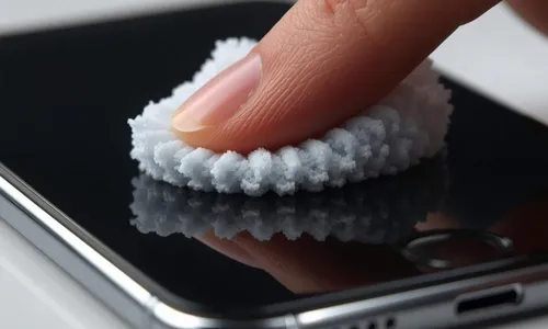 iPhoneの画面や背面をクロスで拭き上げている様子のイメージ画像